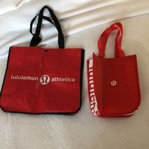2 Lululemon Red Tote Bags! Recyclable!